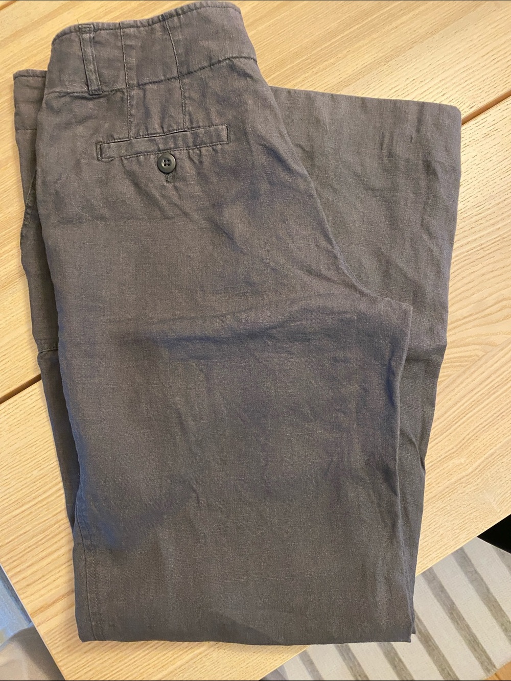 Tahari StraightLeg Linen Pants in Charcoal Gray